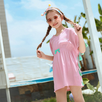 Swimsuit girls Korea ins Zhongda Tong 2021 new foreign style thin belly cover-up one-piece princess skirt fairy fan