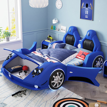 Childrens bed boy sports car creative leather bed multifunctional car childrens bed 1 2 meters single cartoon bed spot