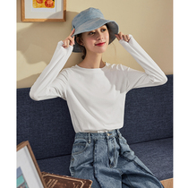 Tang Shi 21 spring new leggings underwear women with white bottomed long-sleeved T-shirts semi-high neckline short tops black 3.6