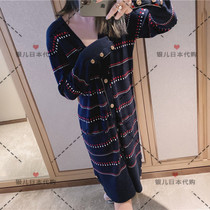 Silver Childrens Day Thom browne 20 Autumn TB Coloured dotted striped with long knitted V neckline sweater