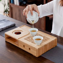 Drinking bamboo tea tray candle insulation storage tray multifunctional tea table creative household tea set