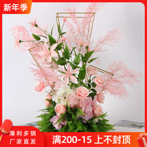 Wrought iron three-pillar flower wedding road props table flower stand shopping mall window ornaments wedding table road guide Flower
