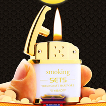 YIBAO business inflatable lighter ultra-thin creative side sliding grinding wheel thermal stone mens gift lighter fashion portable