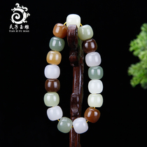 Tianzi jade carving Xinjiang Hetian jade treasure handstring male Jade old Apple beads tobacco purple women bracelet beads