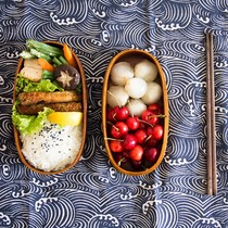 Day-style split-box lunchbox minimalist Wooden Lunch Box Student Dining Box Sushi Boxwood Cutlery Box