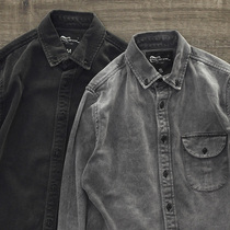 Autumn mens shirts new casual texture old gray tide retro slim denim long-sleeved shirt