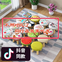 Bench low stool solid wood solid small stool home living room sofa coffee table childrens round stool changing shoe stool adult creative