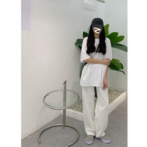 White wide-legged jeans womens autumn and winter 2021 New High waist slim straight loose draping pants thin