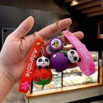 Cartoon Delicacy Paparazzi Cute Fruit Panda School Bag Pendant Female Car Chain Lap Bag Hang Accessories Creative Key Buckle
