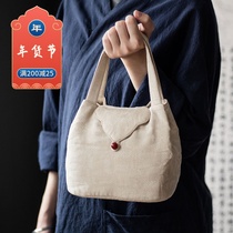 Exquisite tea bag tea set storage bag cotton linen bag thickened cotton hand-held cloth bag tea portable travel bag
