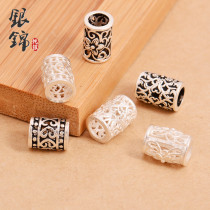 S925 sterling silver diy Thai silver accessories heart pattern Hollow Road road pass transfer beads bead necklace silver jewelry material