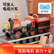 Remote control educational childrens electric small train track charging toy can sit on the stroller toy car boy toy