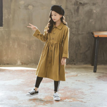 Girls windbreaker Mid-length Spring and Autumn 2020 New Childrens Coats Autumn Girls Korean version of foreign-style childrens clothing