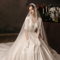 Famous) love satin wedding dress 2021 new bride female summer temperament French high texture retro main yarn