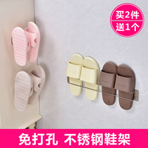 Bathroom slippers rack wall-mounted toilet free of punching slippers contained door rear stainless steel hanging wall slipper shelve