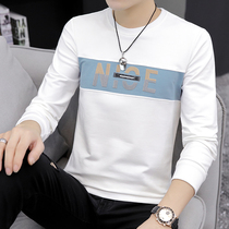 Long sleeve t-shirt male wave card 2021 Fall new round neckline Mens Korean version Trend with white undershirt male