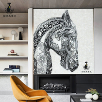 Cats eye mosaic fine cut painting entrance background wall decoration simple modern zebra aisle living room puzzle mural