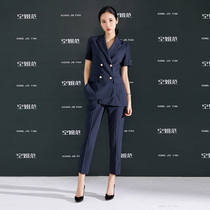 High-end striped short-sleeved professional suit suit suit female summer temperament business sales department overalls