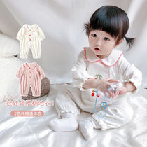 Newborn baby ha clothes autumn and winter female baby cute doll collar Princess jumpsuit plus velvet thickened out climbing clothes