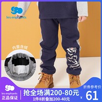 Libaby room childrens clothing boys do not fall velvet trousers Winter Childrens new print warm pants baby plus velvet straight pants