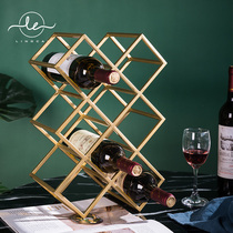 Nordic creative wrought iron wine rack wine cabinet restaurant living room home wine rack decoration Diamond wine grid rack