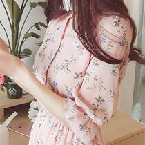 Super fairy flower skirt 2019 girlfriends ins floral dress womens conjoined fabric slim dark long sleeve