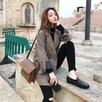 Small blazer womens 2021 spring and autumn Korea New loose casual Joker retro Korean thin plaid suit