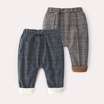 Female baby Garsuede Men 0 1 year old baby pants autumn and winter outwear the mens baby Baoyanqi Winter Winter Checkered Pants