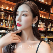 European and American style exaggerated earrings female 2021 New Tide star Net red with silver earrings personality Sun ear studs