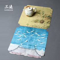 Delusion Suede velvet tea towel Tea cloth Zen Chinese wind Absorbent rag Tea mat Kung Fu tea set Tea ceremony spare parts