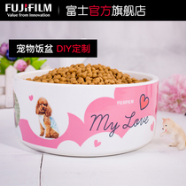 Fuji printing Pet food mug Ceramic dog bowl Cat bowl Teddy Dog supplies photo DIY customization