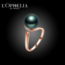 LOphelia Olanweya French Creek Sea Black Pearl Ring 18K rose gold female gift