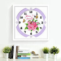 Cross stitch clock 2021 New thread embroidery small restaurant rose wall clock flower simple modern simple embroidery