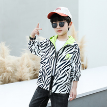 Boy spring jacket 2021 new big boy handsome zebra print top boy spring and autumn jacket tide
