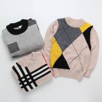 Childrens cashmere sweater autumn and winter New boys sweater thickened middle-aged childrens student sweater baby wool base shirt
