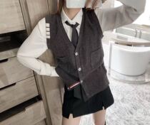 TB couple knitted vest 2021 spring new womens fashion wild cardigan V-neck vest college wind top