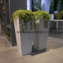 Eurostyle floor large vase square mouth white foreign trade modern minimalist living-room GRP waterproof green plant