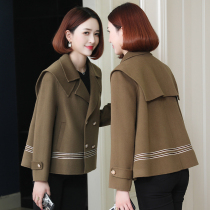 Zqqz double-sided woolen coat women's short navy collar new fashion slim 100% woolen woolen coat 2131