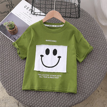 Baby smiley short-sleeved T-shirt 2022 new purity cotton and summer dress boy Korean version of leisure tide