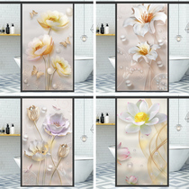 Light transmission opaque electrostatic toilet glass stickers frosted kitchen windows Cling Film for Bathroom Flowers