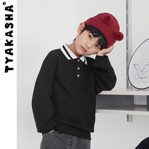 (Black and White Bear Series) TYAKASHAKIDS Takasha childrens long sleeve T-shirt autumn children polo shirt