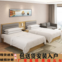 Hotel Bed Guesthouse Furniture punctuator with full set special beds All season Double guest room Large bed clothes TV cabinet bed frame