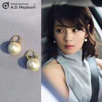 A D Hepburn pearl earrings 2021 new stud earrings simple sterling silver women Korean temperament earrings
