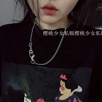Original chain European and American punk style handcuffs button necklace for men and women thick neck chain retro ins exaggerated simple couple
