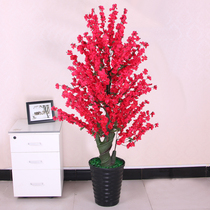 Peach blossom tree simulation flower living room indoor large decoration floor-to-ceiling simulation plant fake tree silk flower pot landscape potted ornaments