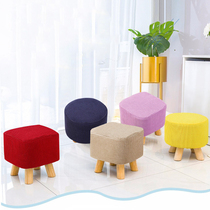 Small stool household round stool mushroom stool cover living room Square small bench dust cover elastic change shoes foot stool cover