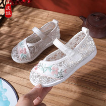 Girl Net Yarn Embroidered Shoes Children Summer Breathable China Wind Old Beijing Cloth Shoes Ancient Clothing Hanfu Nets Shoes Sandals Shoes