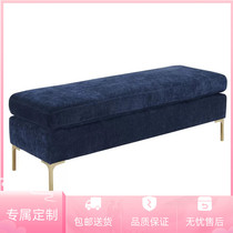 American fabric double bed tail stool designer light luxury stainless steel shoe stool cloakroom cloth mound blue spot
