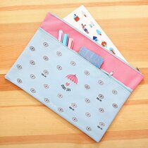 deli zipper bag double waterproof cloth A4 student storage bag make up class materials examination paper file 2 packs