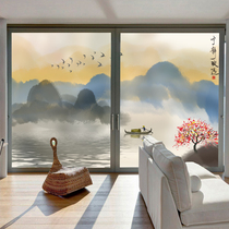 Electrostatic frosted window glass stickers light transmission opaque washroom kitchen bathroom glass paper adhesive film landscape